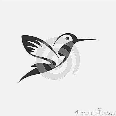 Colibri or humming bird icons. Vector isolated set of flying birds with spread flittering wings,EPS 8,EPS 10 Vector Illustration