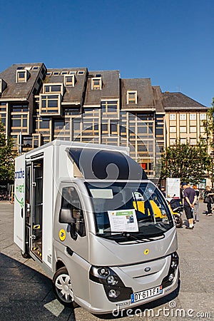 Colibus electric van parcel delivery in France by La Poste Editorial Stock Photo