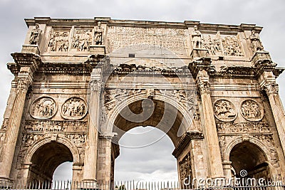 Coliseum and Arch of Constantine, the great beauty of Rome Stock Photo