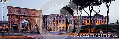Coliseum and arch in Rome. Italy Stock Photo