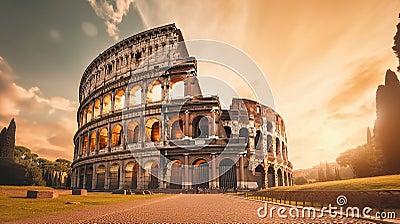 Coliseum or Flavian Amphitheatre at Rome, Italy Stock Photo