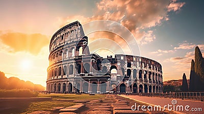 Coliseum or Flavian Amphitheatre at Rome, Italy Stock Photo