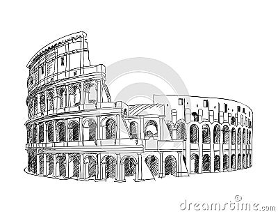 Coliseum in Rome, Italy. Vector Illustration