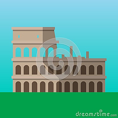 Coliseum in Rome, Italy vector illustration. Flavian Amphitheater flat style icon. Vector Illustration