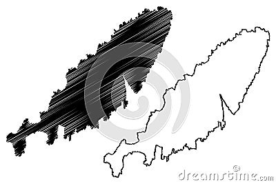 Coll island United Kingdom of Great Britain and Northern Ireland, Scotland, Inner Hebrides map vector illustration, scribble Vector Illustration