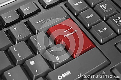 Collaborate enter key keyboard Stock Photo