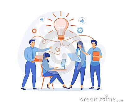 collaboration brainstorming, Sharing and search business ideas. Vector Illustration