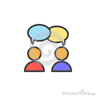 Collaboration, conversation filled outline icon, line vector sign, linear colorful pictogram. Vector Illustration