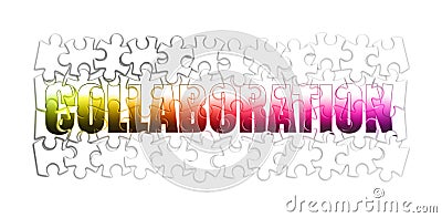Collaboration and cooperation concept in puzzle shape Stock Photo