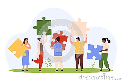Collaboration and cooperation of people of different ethnicity, nationalities and gender Vector Illustration
