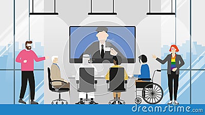 Collaboration of diversity multicultural skill people video conference Vector Illustration