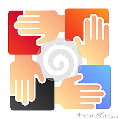 Collaboration flat icon. Hands community color icons in trendy flat style. Teamwork gradient style design, designed for Vector Illustration