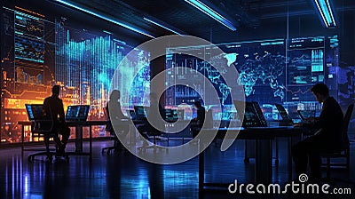 Collaborative Data Science Analysis in Modern Tech Workspace Stock Photo
