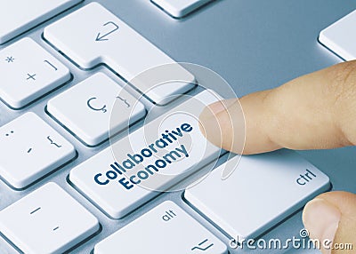 Collaborative Economy - Inscription on Blue Keyboard Key Stock Photo