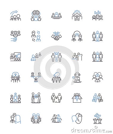 Collaborative events line icons collection. Partnership, Teamwork, Cooperation, Joint, Alliance, Collaboration, Synergy Vector Illustration