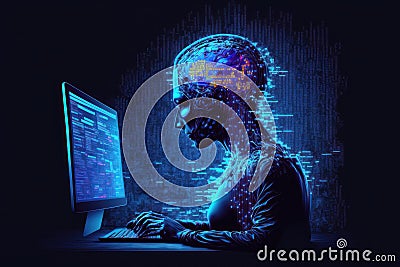 Collaborative Intelligence Coding Human and Machine. Generative Ai Stock Photo