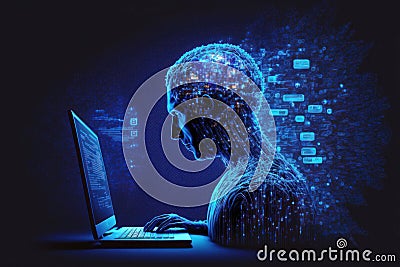 Collaborative Intelligence Coding Human and Machine. Generative Ai Stock Photo
