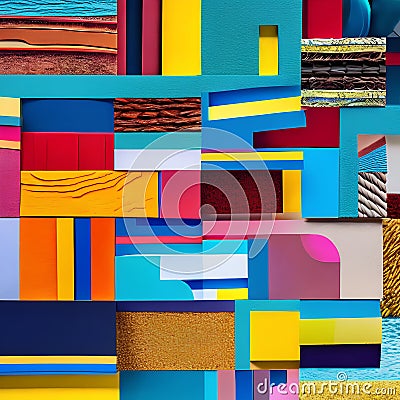 A collage of abstract shapes and textures in a vibrant and energetic composition5, Generative AI Stock Photo