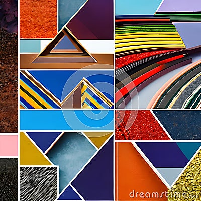 A collage of abstract shapes and textures in a vibrant and energetic composition2, Generative AI Stock Photo