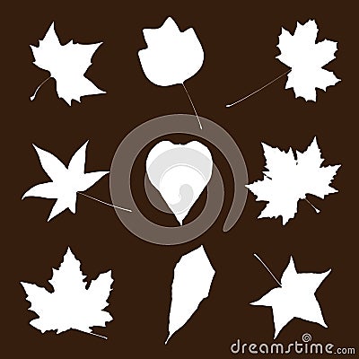 Collage of autumn leaves, drawing objects Stock Photo