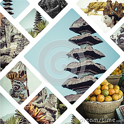 Collage of Bali Indonesia images - travel background my photo Stock Photo