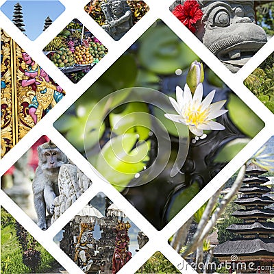 Collage of Bali Indonesia images - travel background my photo Stock Photo