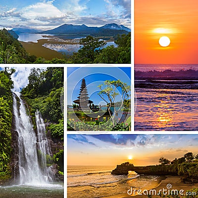 Collage of Bali Indonesia travel images my photos Stock Photo