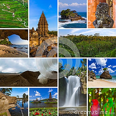 Collage of Bali Indonesia travel images my photos Stock Photo