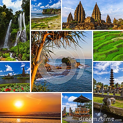 Collage of Bali Indonesia travel images my photos Stock Photo