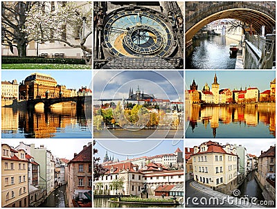 Collage beautiful Prague Stock Photo