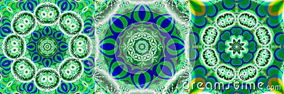 Collage of blue and green fractals Stock Photo