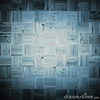 Collage of blue scratched wooden squares Stock Photo