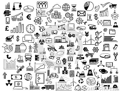 Collage of business symbols Stock Photo