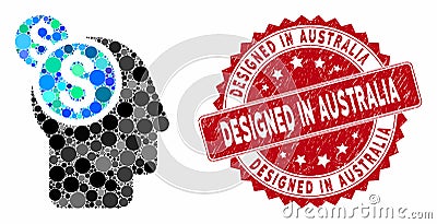 Collage Business Thinking with Distress Designed in Australia Seal Stock Photo