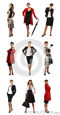 A collage of businesswomen in different clothes Stock Photo