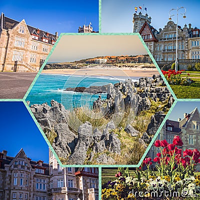 Collage of Cantabria Spain. Stock Photo