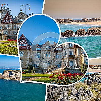 Collage of Cantabria Spain. Stock Photo