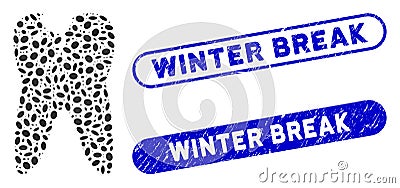 Oval Mosaic Caries with Scratched Winter Break Seals Stock Photo