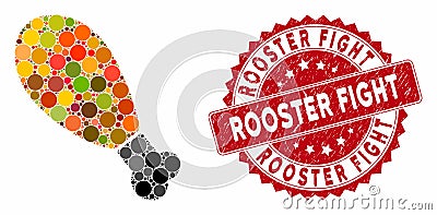 Collage Chicken Leg with Textured Rooster Fight Seal Stock Photo