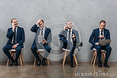 collage of cloned young businessman Stock Photo