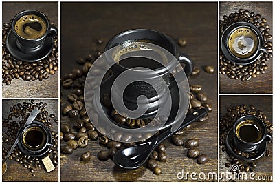 Collage of coffee. Stock Photo