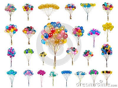 Collage color balloons on a white Stock Photo