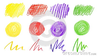 Collage of color drawn pencil scribbles on background Stock Photo