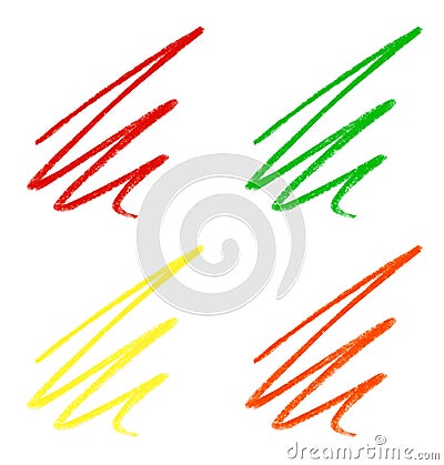 Collage of color drawn pencil scribbles on background Stock Photo