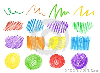 Collage of color drawn pencil scribbles on background Stock Photo