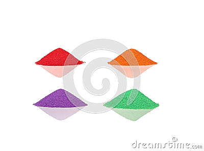 Collage Colorful sand pile on white isolate Stock Photo