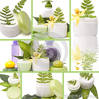 Collage of cosmetic products Stock Photo