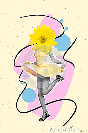 Collage 3d image of pinup pop retro sketch of funny funky sexy figure beautiful young woman mini retro vintage dress Stock Photo