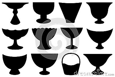 Collage of different bowls Vector Illustration