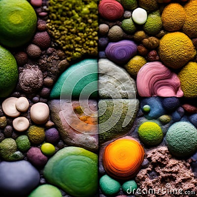 A collage of different natural Earth textures mixed in beautiful abstract background, Generative AI Stock Photo